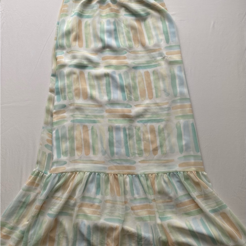 QUIKSILVER Pastel Brushstroke strapless Maxi Dress - Mint & Peach